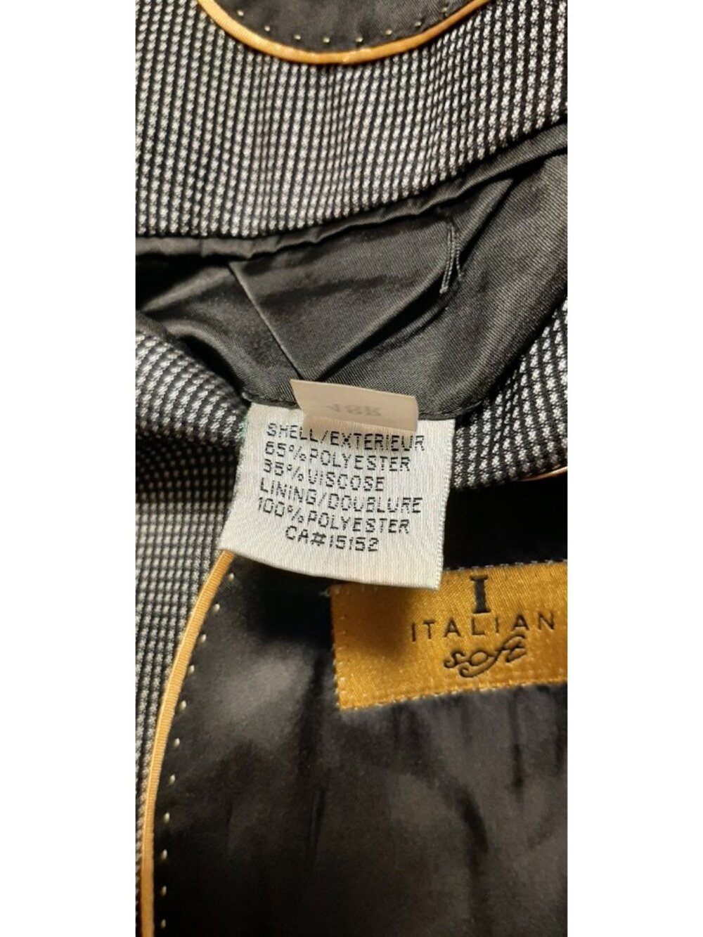I Italian Soft Mens Suit Jacket 48R Black & Gray Pinpoint Pattern - Picture 10 of 13